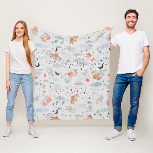 Space Animales - graue Textur Fleecedecke (Beispiel)