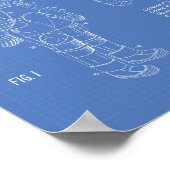 Space Anzug 1973 Patentart - Blueprint Poster (Ecke)