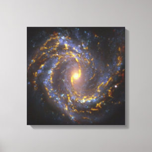 SPACE ART Blue & Gold Spiralgalaxie Leinwanddruck
