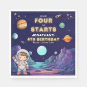 Space Astronaut 4th Birthday Napkins Serviette (Vorderseite)