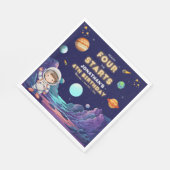 Space Astronaut 4th Birthday Napkins Serviette (Ecke)