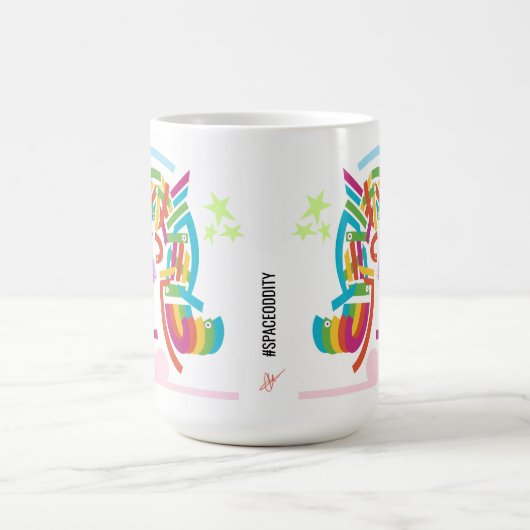 Space Astronaut Abstrakt Moderne Kunst Retro Tasse (Mittel)