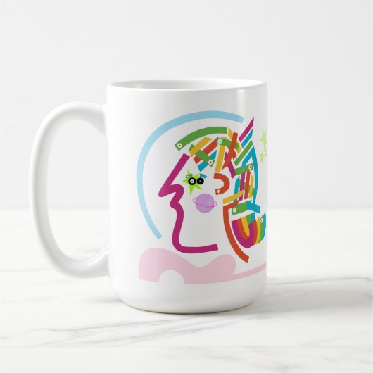 Space Astronaut Abstrakt Moderne Kunst Retro Tasse (Links)