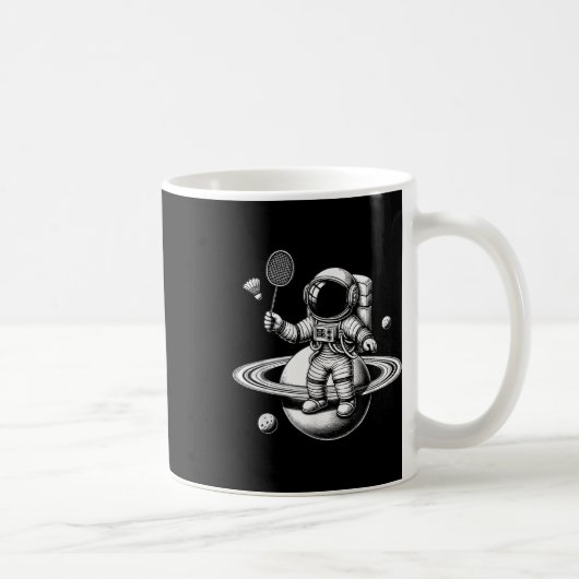 Space Astronaut Badminton Player Shuttle Sport Kaffeetasse (Rechts)