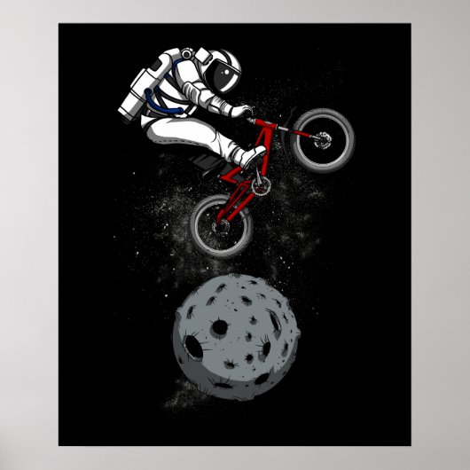 Space Astronaut Biker Reitrad Galaxie Kosmische Poster (Vorne)