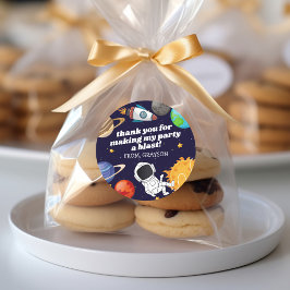 Space Astronaut Birthday Danke Runder Aufkleber