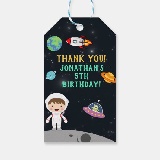 Space Astronaut Birthday Gift - Customizable" Geschenkanhänger (Rückseite)