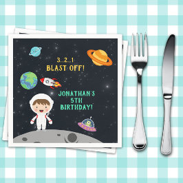 Space Astronaut Birthday Party-Blast Off Design" Serviette