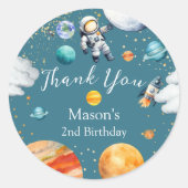Space Astronaut Birthday Thank You Sticker (Vorderseite)