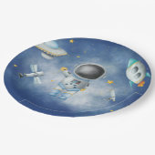 Space Astronaut Boy Raketen ufo stars Baby Dusche Pappteller (Schrägansicht)