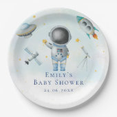 Space Astronaut Boy Raketen ufo stars Baby Dusche Pappteller (Vorderseite)