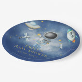 Space Astronaut Boy Raketen ufo stars Baby Dusche Pappteller (Schrägansicht)