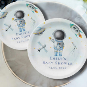 Space Astronaut Boy Raketen ufo stars Baby Dusche Pappteller