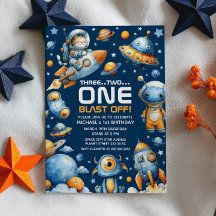 Space Astronaut Cat Blast Off Cosmic 1st Birthday