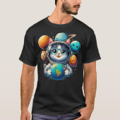 Space Astronaut Cat Planet Balloons Solar System K T-Shirt (Vorderseite)