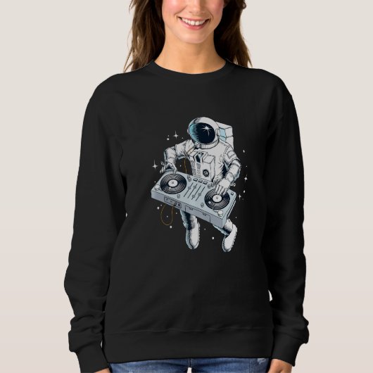 Space Astronaut DJ Disk Jockey Dancing Graphic Coo Sweatshirt (Vorderseite)