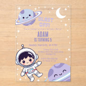 Space Astronaut for Boys| Galaxy Outer Space Party Acryleinladungen (Vorderseite)