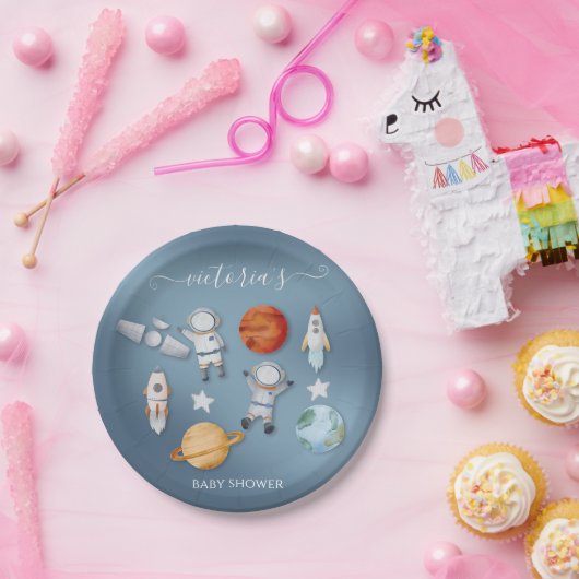 Space Astronaut Mobile Baby Dusche Pappteller (Party)