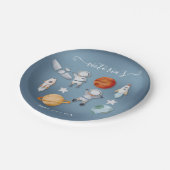 Space Astronaut Mobile Baby Dusche Pappteller (Schrägansicht)