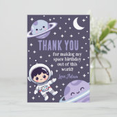 Space Astronaut | Outer Space Galaxy Planets Stars Dankeskarte (Stehend Vorderseite)