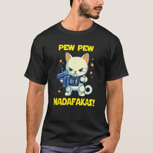 Space Astronaut Pew Madafakas Maneki Neko Cat 1 T-Shirt (Vorderseite)