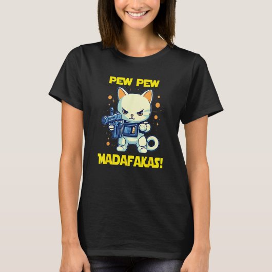 Space Astronaut Pew Madafakas Maneki Neko Cat 1 T-Shirt (Vorderseite)