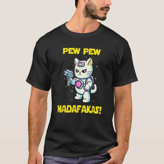 Space Astronaut Pew Madafakas Maneki Neko Cat 2 T-Shirt (Vorderseite)