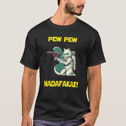 Space Astronaut Pew Madafakas Manx Cat 1 T-Shirt (Vorderseite)