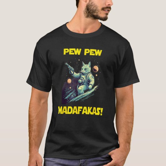 Space Astronaut Pew Madafakas Nebelung Cat 1 T-Shirt (Vorderseite)