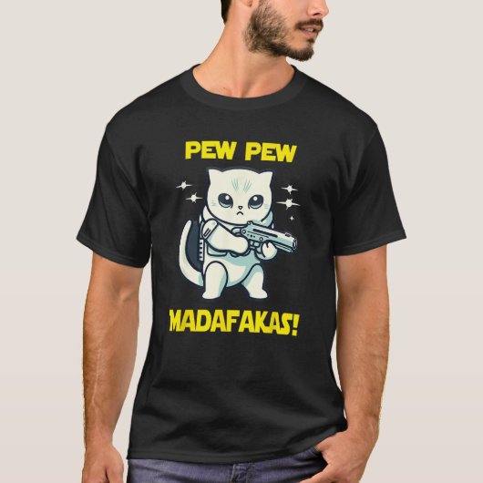 Space Astronaut Pew Madafakas Scottish Fold Cat T-Shirt (Vorderseite)