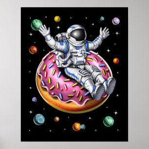Space Astronaut Riding Donut Poster