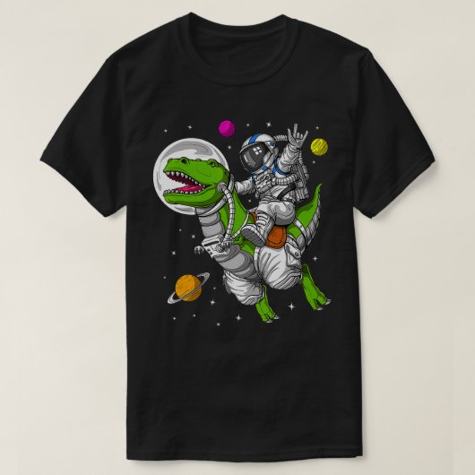 Space Astronaut Riding TRe Dinosaur Funny Men Boys T-Shirt (Design vorne)
