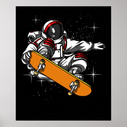 Space Astronaut Skater Skateboarding Cosmic Poster (Vorne)