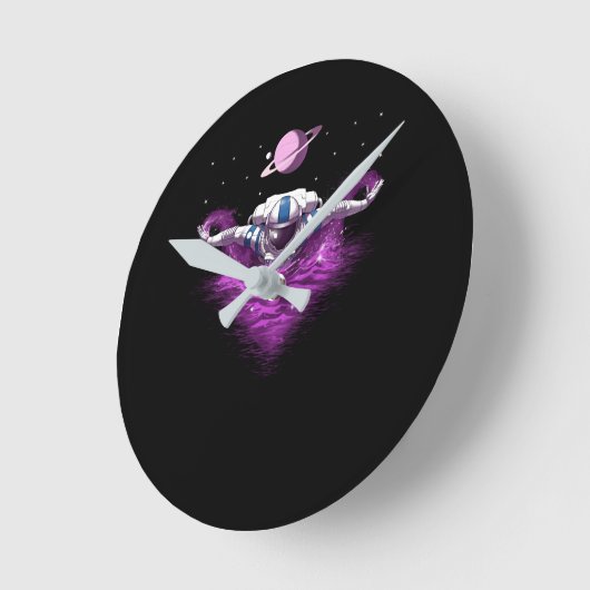 Space Astronaut Swimmer Runde Wanduhr (Winkel)