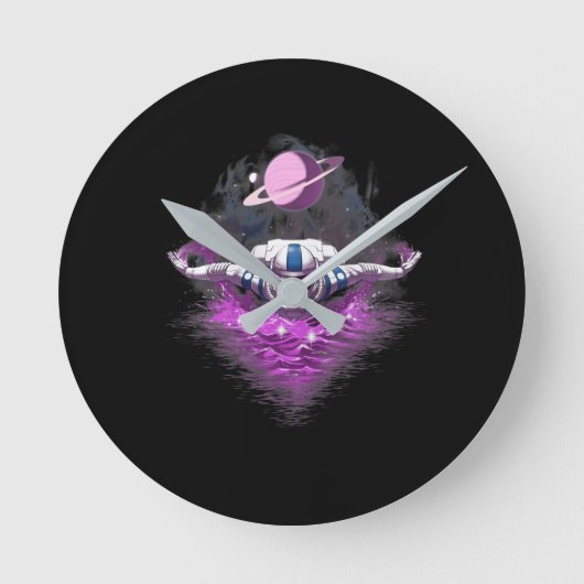 Space Astronaut Swimming Runde Wanduhr (Vorderseite)