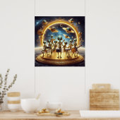 Space Außerirdischen 8 Mannband, Musikinstrumente  Poster (Küche)