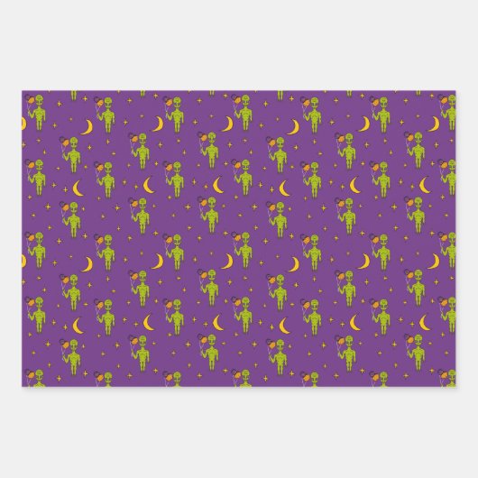 Space Außerirdischen SciFi Gemustertes Sortiment Geschenkpapier Set (Vorderseite 2)