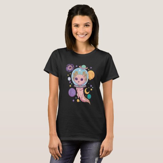 Space Axolotl Kawaii Pastel Goth Anime Aesthetic T-Shirt (Vorne ganz)