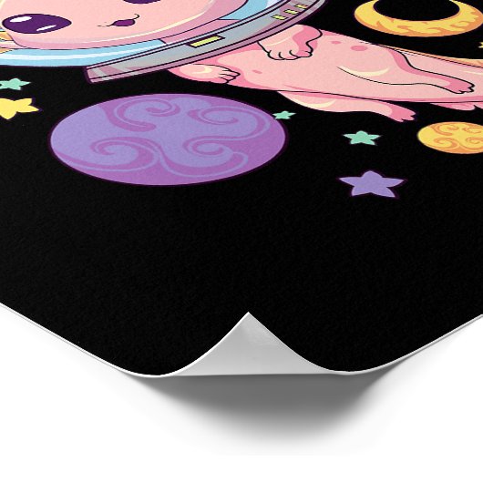 Space Axolotl Kawaii Pastel Goth Anime Ästhetik N Poster (Ecke)