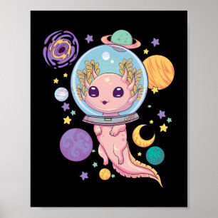 Space Axolotl Kawaii Pastel Goth Anime Ästhetik N Poster