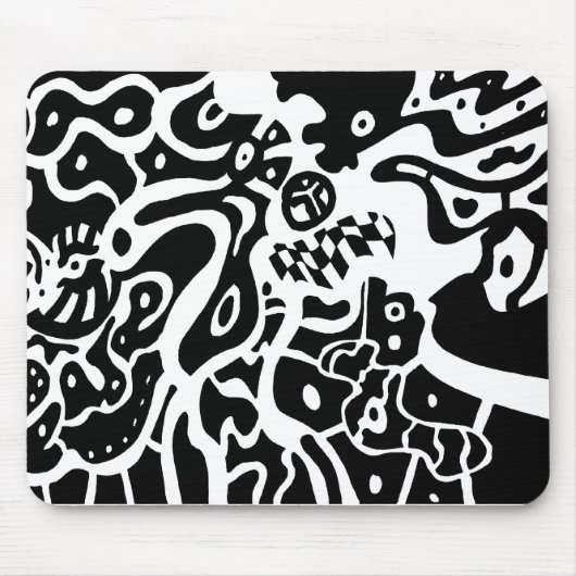 "Space" B&W Abstrakt Art Mousepad (Vorne)
