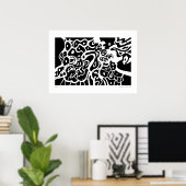 "Space" B&W Abstrakt Art Poster (Heimbüro)