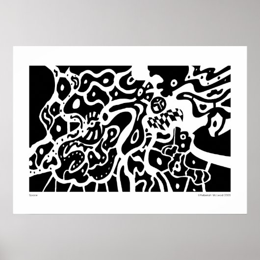 "Space" B&W Abstrakt Art Poster (Vorne)