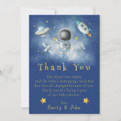 Space Baby Astronaut Boy Raketenstar Vielen Dank Einladung (Vorderseite)