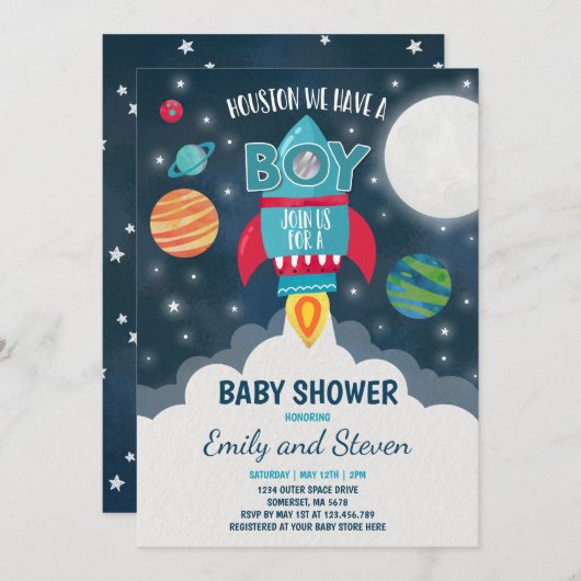 Space Baby Dusche Einladung Galaxy Baby Dusche (Vorne/Hinten)