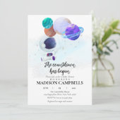 Space Baby Dusche Einladung Galaxy Weltraum (Stehend Vorderseite)