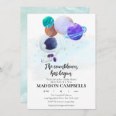 Space Baby Dusche Einladung Galaxy Weltraum (Vorne/Hinten)