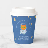 Space Baby Dusche, Niedliche Katze, geschlechtsneu Pappbecher (Vorderseite)