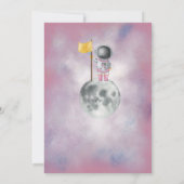 Space Baby Duwer Mädchen Astronaut Raketenstar Par Einladung (Rückseite)