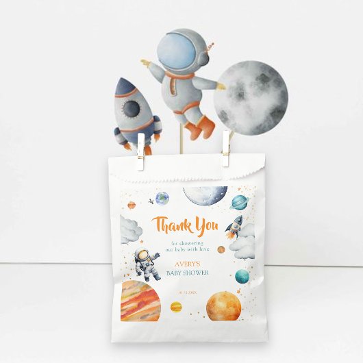 Space Baby Shower Thank You Rocket Planet Geschenktütchen